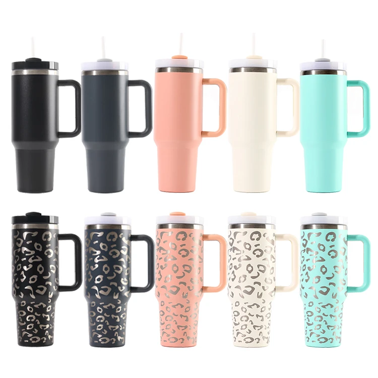 40oz Laser Leopard Stainless Steel Insulated Coffee Mug